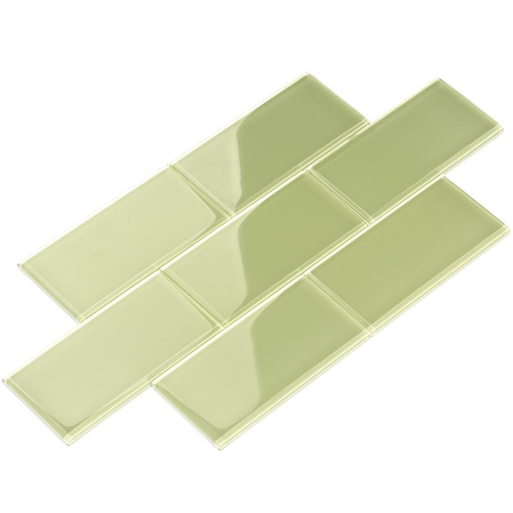 olive green glass subway tile