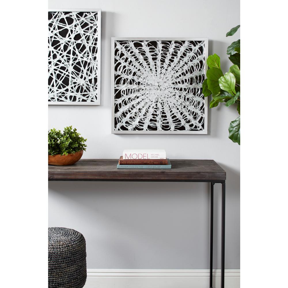 Litton Lane Large Square Modern Black And White Abstract Shadow Box Wall Art 67390 The Home Depot
