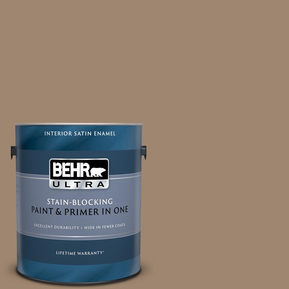 BEHR ULTRA 1 gal. 700D5 Toffee Crunch Satin Enamel Interior Paint and