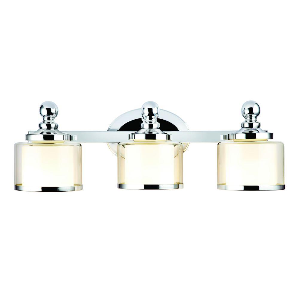 Hampton Bay Levan 3 Light Chrome Vanity Sconce With Outer Clear