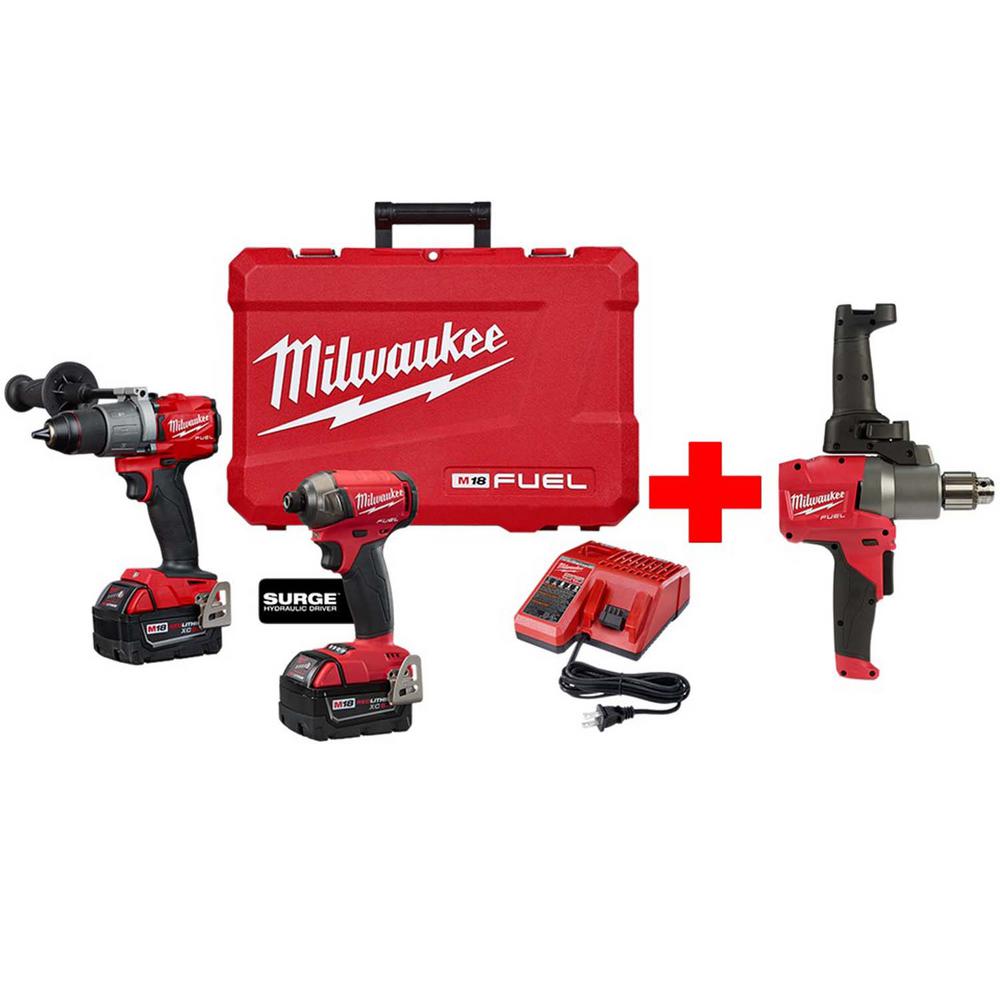 Milwaukee Surge Impact Hammer Drill Combo Kit w Mud Mixer ...