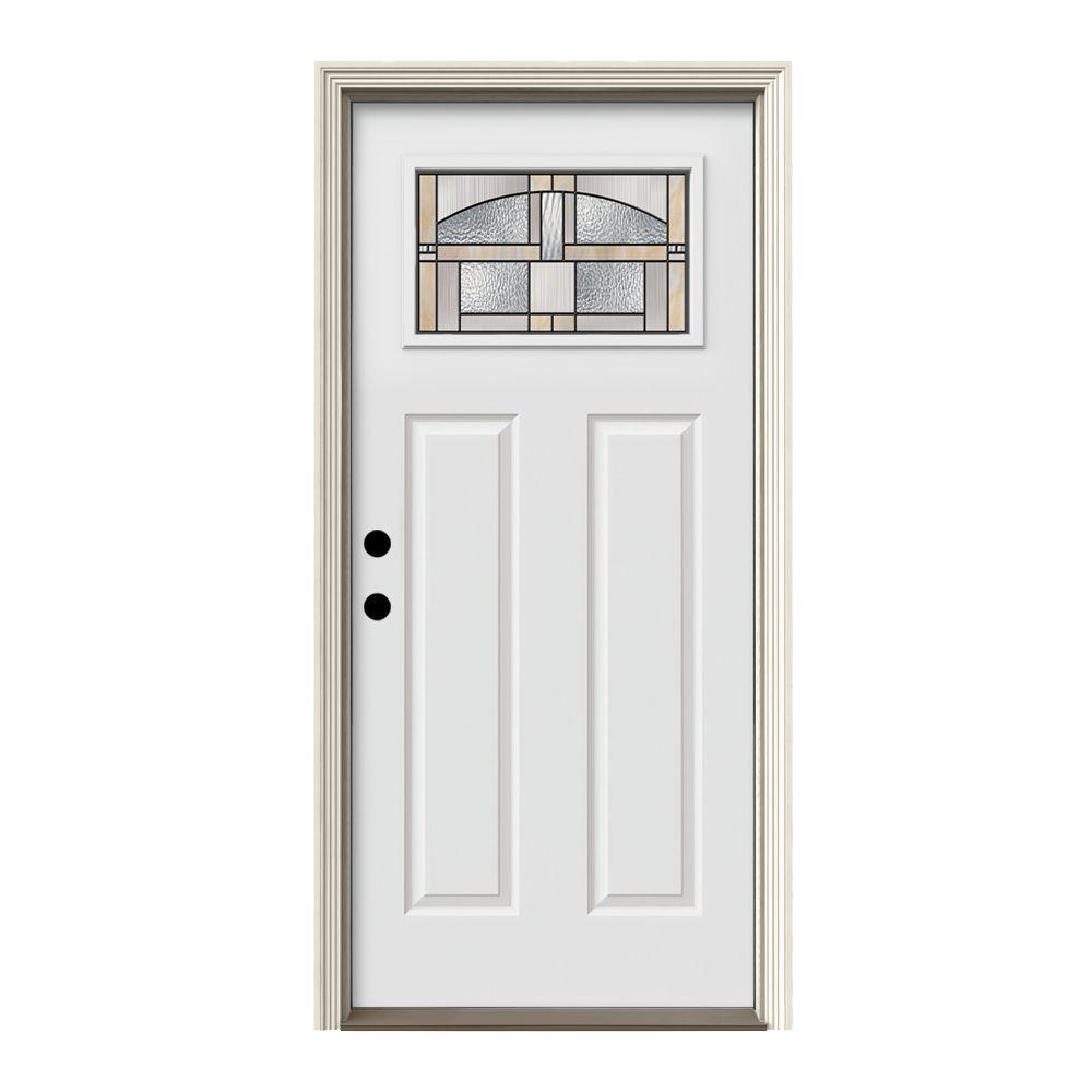 JELD-WEN 36 In. X 80 In. 1 Lite Craftsman Portage Primed Steel Prehung ...