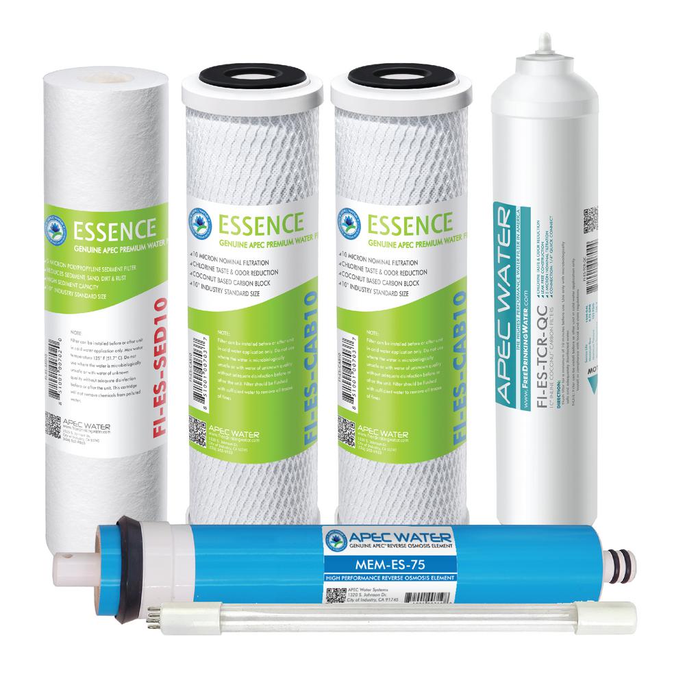Apec Water Systems Essence Under Sink System Roes Uv75 Ss Replacement Water Filter Cartridge Complete Filter Set Stage 1 6 Filter Max Esuv Ssv2 The Home Depot