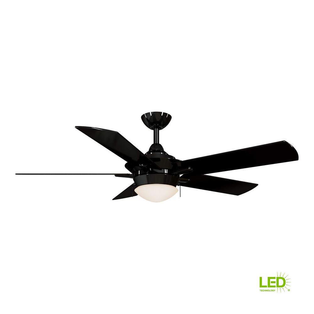 Home Decorators Collection Edgemont 52 In Led Indoor Glossy Black Led Indoor Glossy Black Ceiling Fan With Light Kit