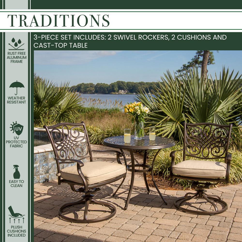 Hanover Traditions 3 Piece Patio Bistro Set With 2 Cast Aluminum Patio Bistro Set With 2 Cast Aluminum