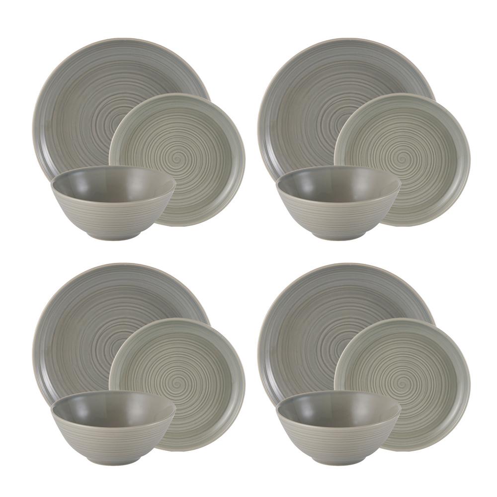 Casual Grey Stoneware Dinnerware Set 
