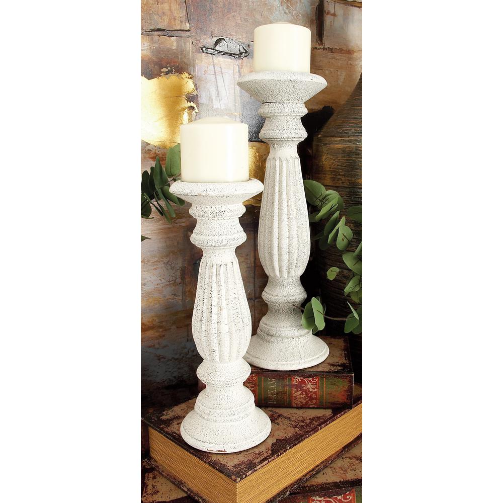 Stonebriar Collection 6 in. H Distressed White Wood Pillar Candle ...