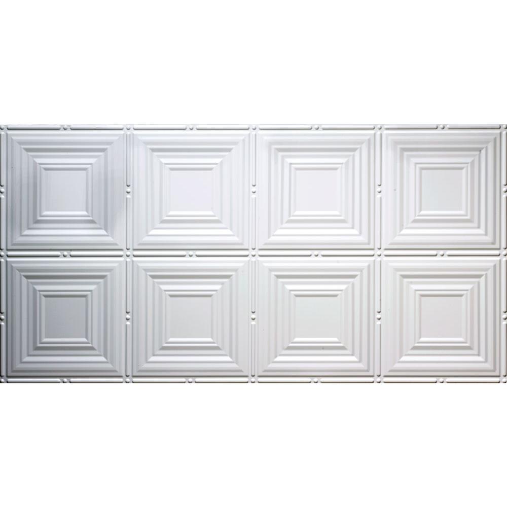 Dimensions 2 Ft X 4 Ft Glue Up Tin Ceiling Tile In Matte White