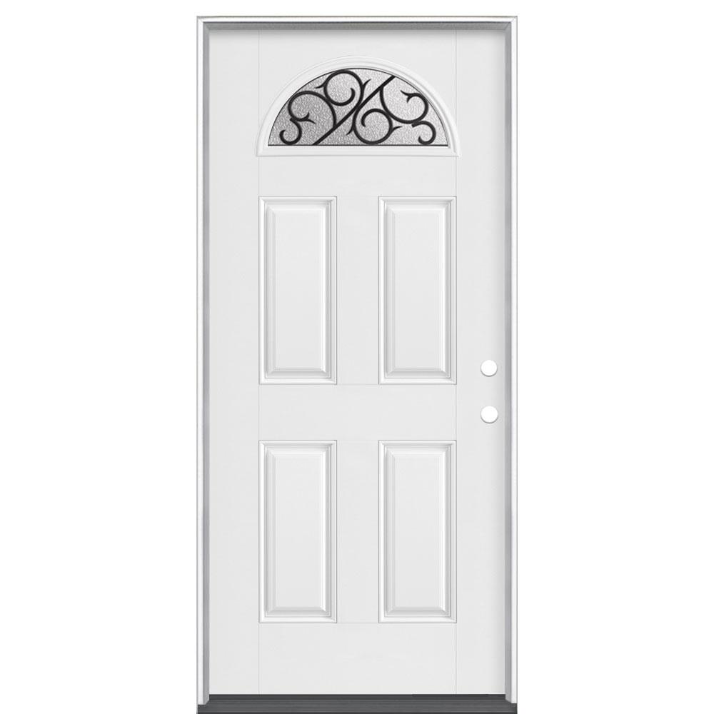 36x80 Exterior Front Entry Door Finished Crescent Style Left Hand