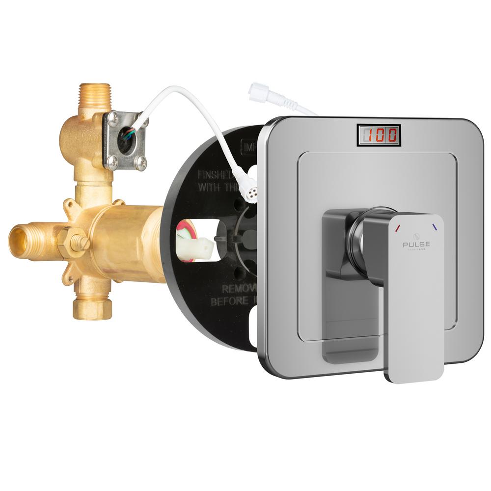 Pulse Showerspas Tru Temp Led Pressure Balance In Rough In Valve With Chrome Trim Kit 3004 Riv Pb Ch The Home Depot