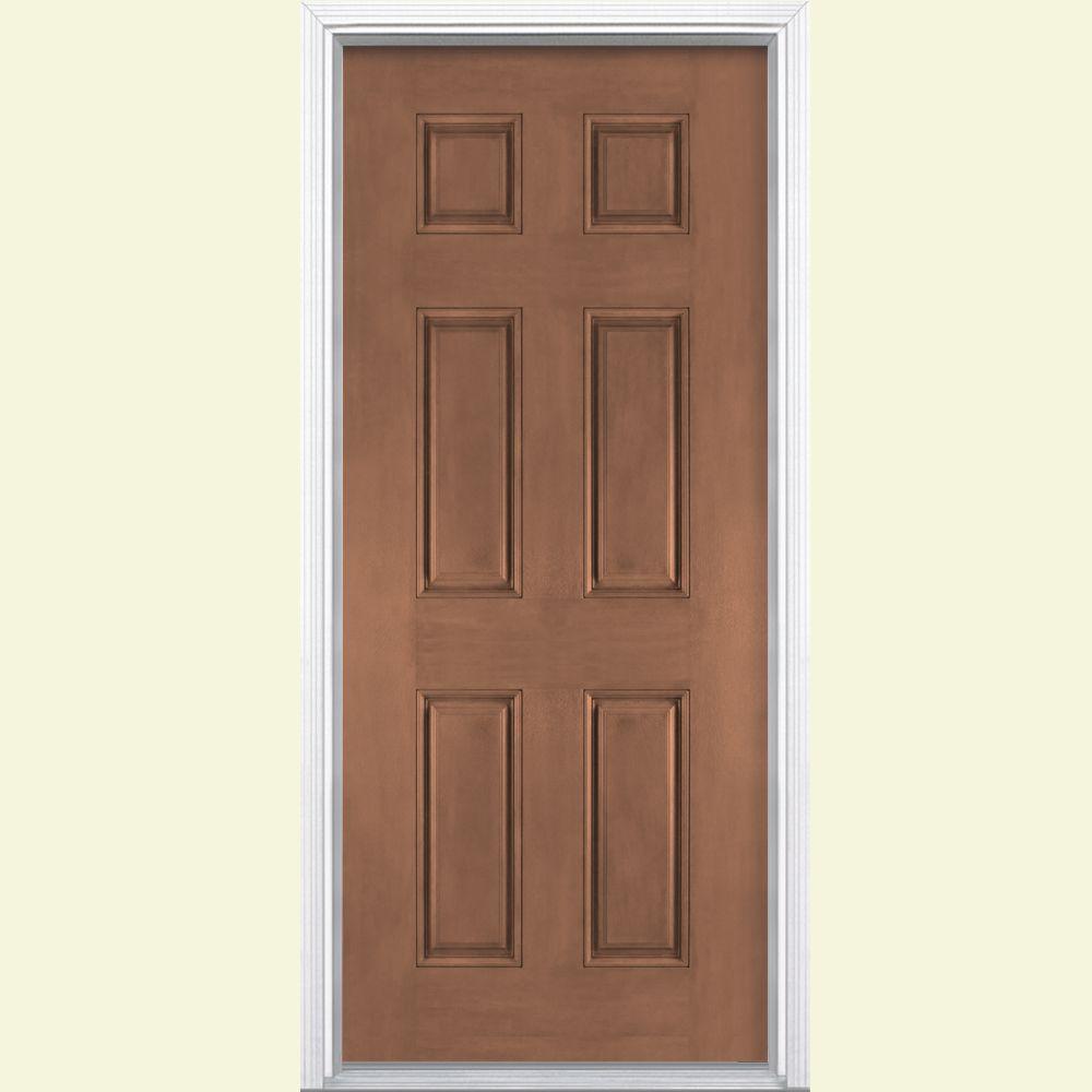 Masonite 36 in. x 80 in. 6Panel Caramel Mahogany Grain Textured