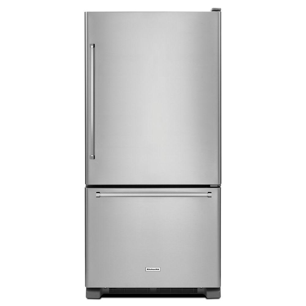 KitchenAid 30 in. W 19 cu. ft. Bottom Freezer Refrigerator ...
