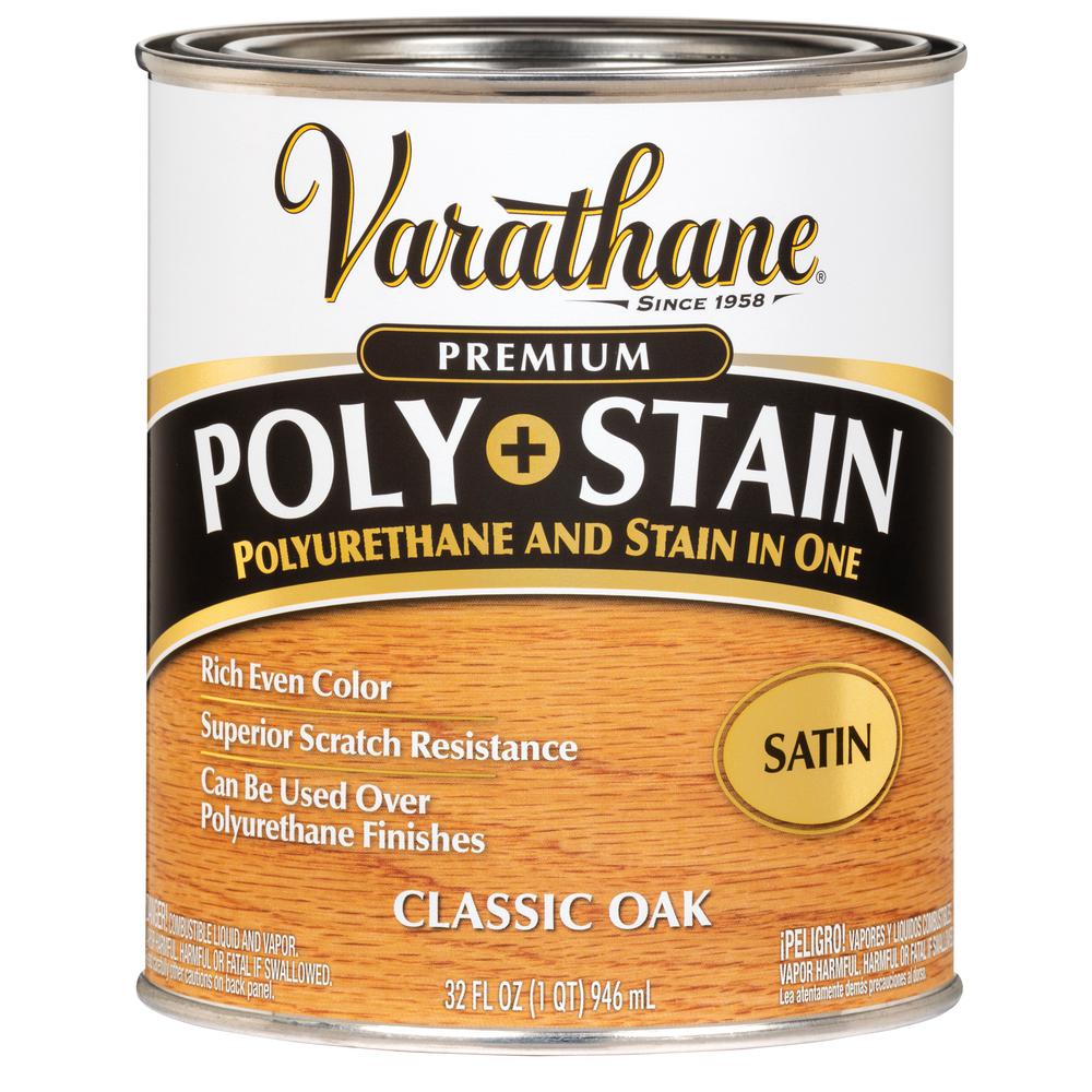 Varathane 1 qt. Oak Satin Oil-Based Interior Polyurethane ...