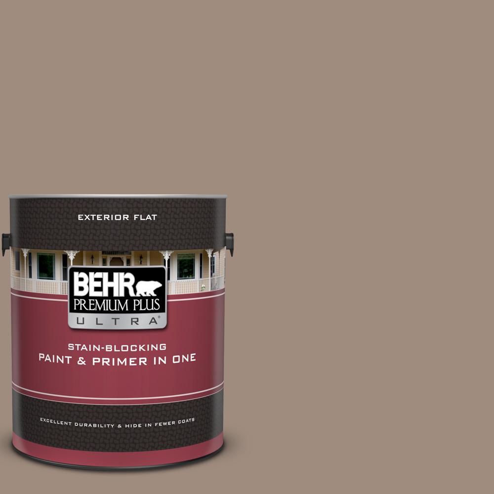 Behr Premium Plus Ultra 1 Gal Ul140 6 Antique Leather Flat Exterior Paint And Primer In One