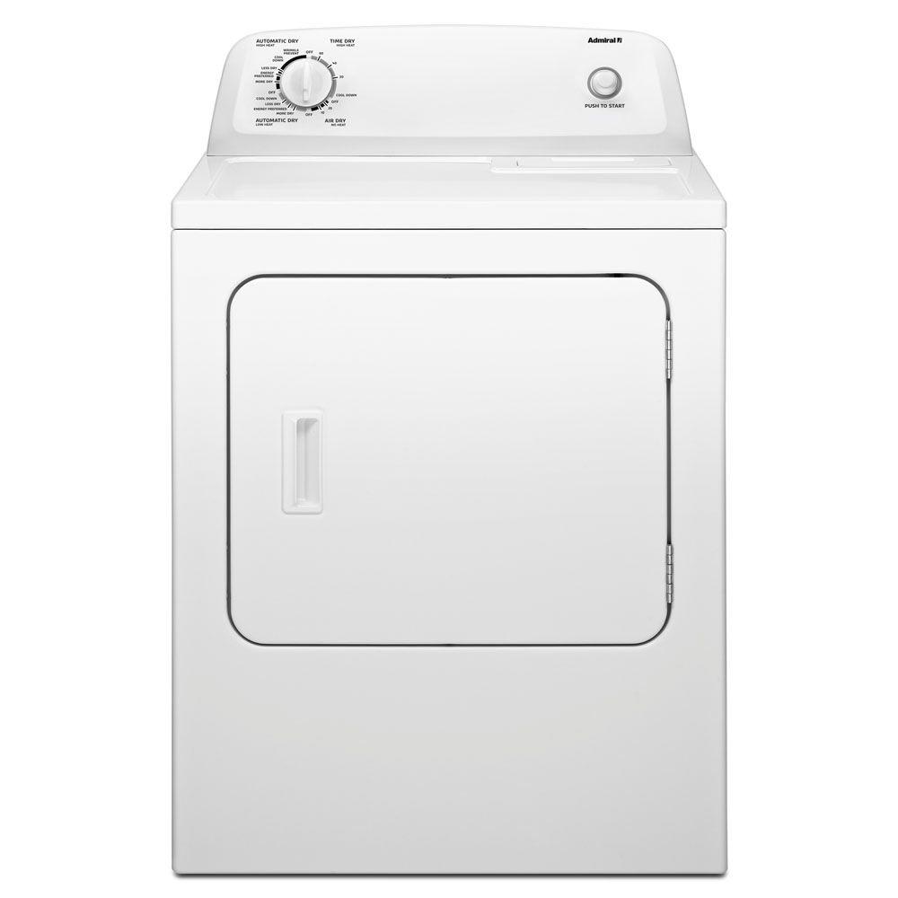 Admiral 6 5 Cu Ft 240 Volt White Electric Vented Dryer With Automatic Dry Cycles Aed4675yq The Home Depot