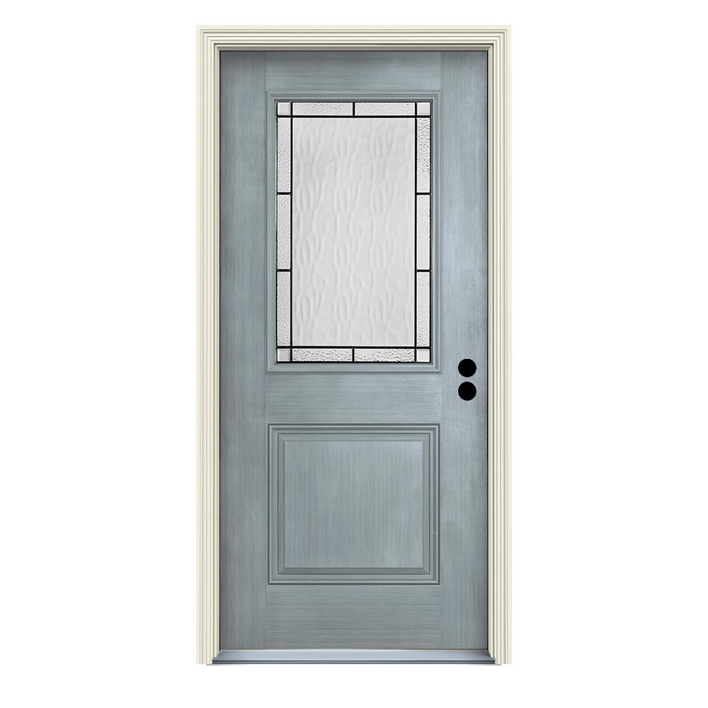 JELDWEN 36 in. x 80 in. LeftHand 1/2Lite Wendover Stone