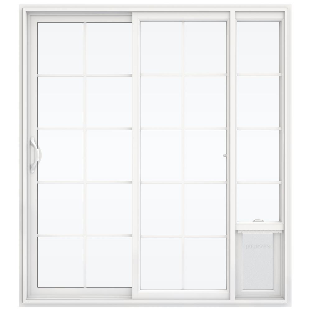 JELDWEN 72 in. x 80 in. White Left Hand Vinyl Patio Door with LowE Argon Glass, Grids and