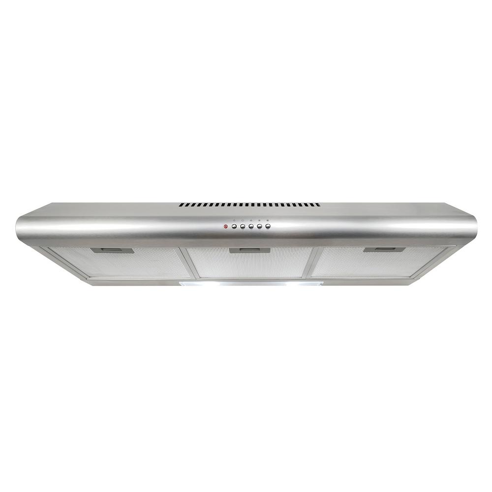 Cosmo COS-5MU36 36 in. Under Cabinet Range Hood Ductless Convertible Duct  Slim Kitchen Stove Vent with 3 Speed Exhaust Fan  Reusable Filter and LED Lights in Stainless Steel  36 inch