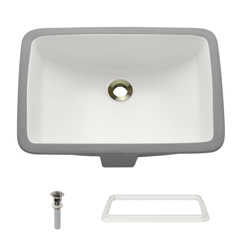 MR Direct 203/4 in. Undermount Bathroom Sink in Bisque with White