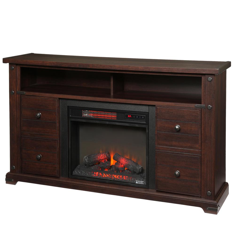 Dark Cherry Wood Fireplace Tv Stand Fireplace Ideas