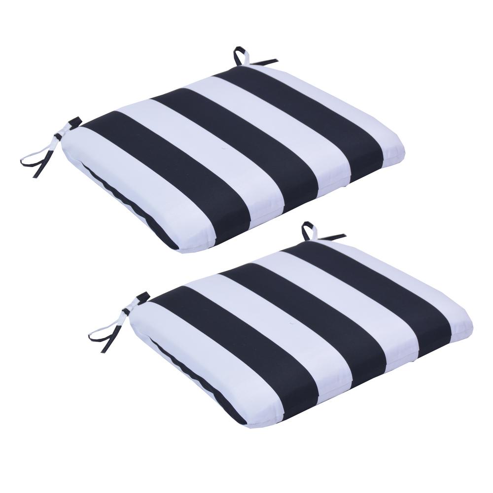 Black Cabana Stripe Tzoid Outdoor Seat Cushion 2 Pack