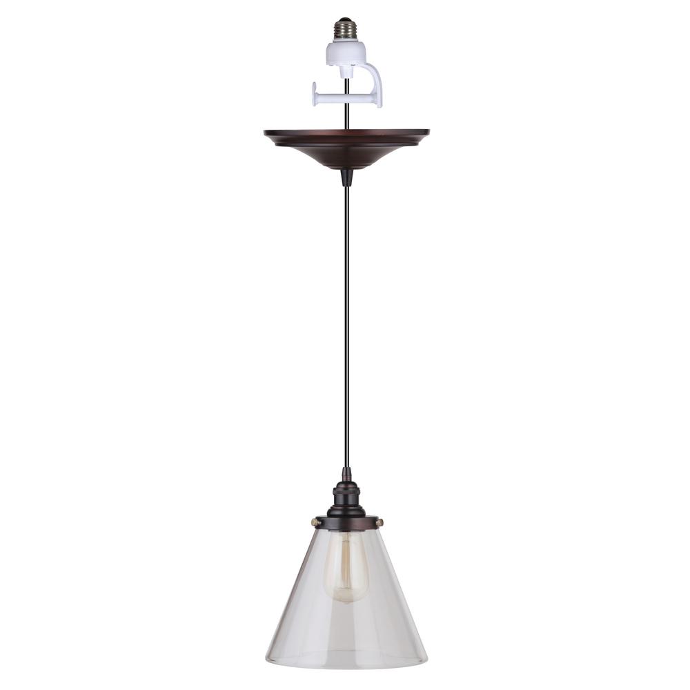 Instant Pendant 1 Light Brushed Bronze Recessed Conversion Kit With Clear Pyramid Gl Shade Instant Pendant 1 Light Brushed Bronze Recessed Conversion Kit With Clear Pyramid Gl Shade
