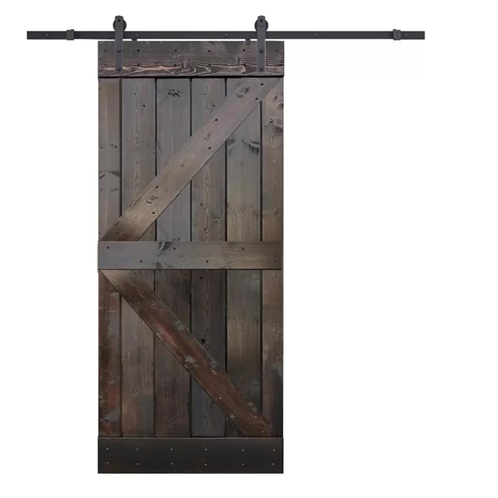 Calhome 30 In X 84 In K Style Knotty Pine Wood Barn Door With