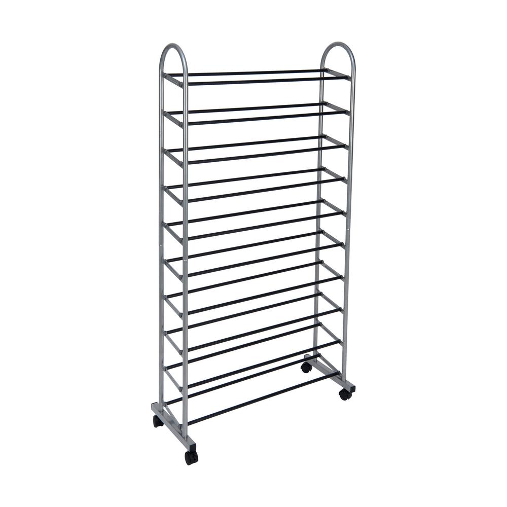 Simplify 30 In X 12 6 In X 59 In 40 Pairs 10 Mobile Iron Shoe Rack 23207 The Home Depot