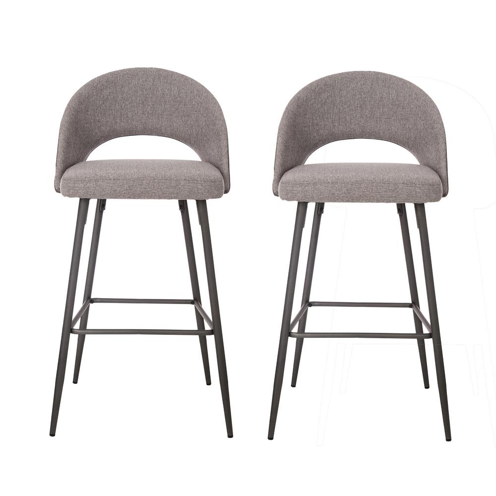 Glitzhome Dark Grey Mixing Fabic/Leatherette Bar Stool with Tapered