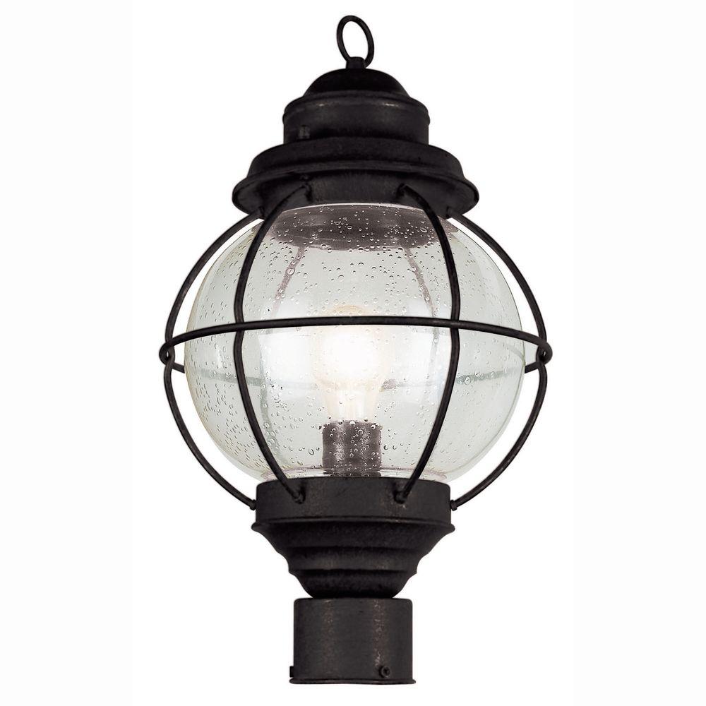 Bel Air Lighting Lighthouse 1-Light Outdoor Black Post Top Lantern with