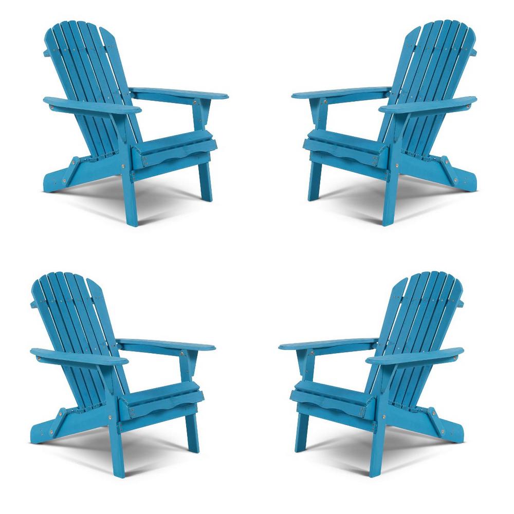 W Unlimited Classic Sky Blue Folding Wood Adirondack Chair (4Pack