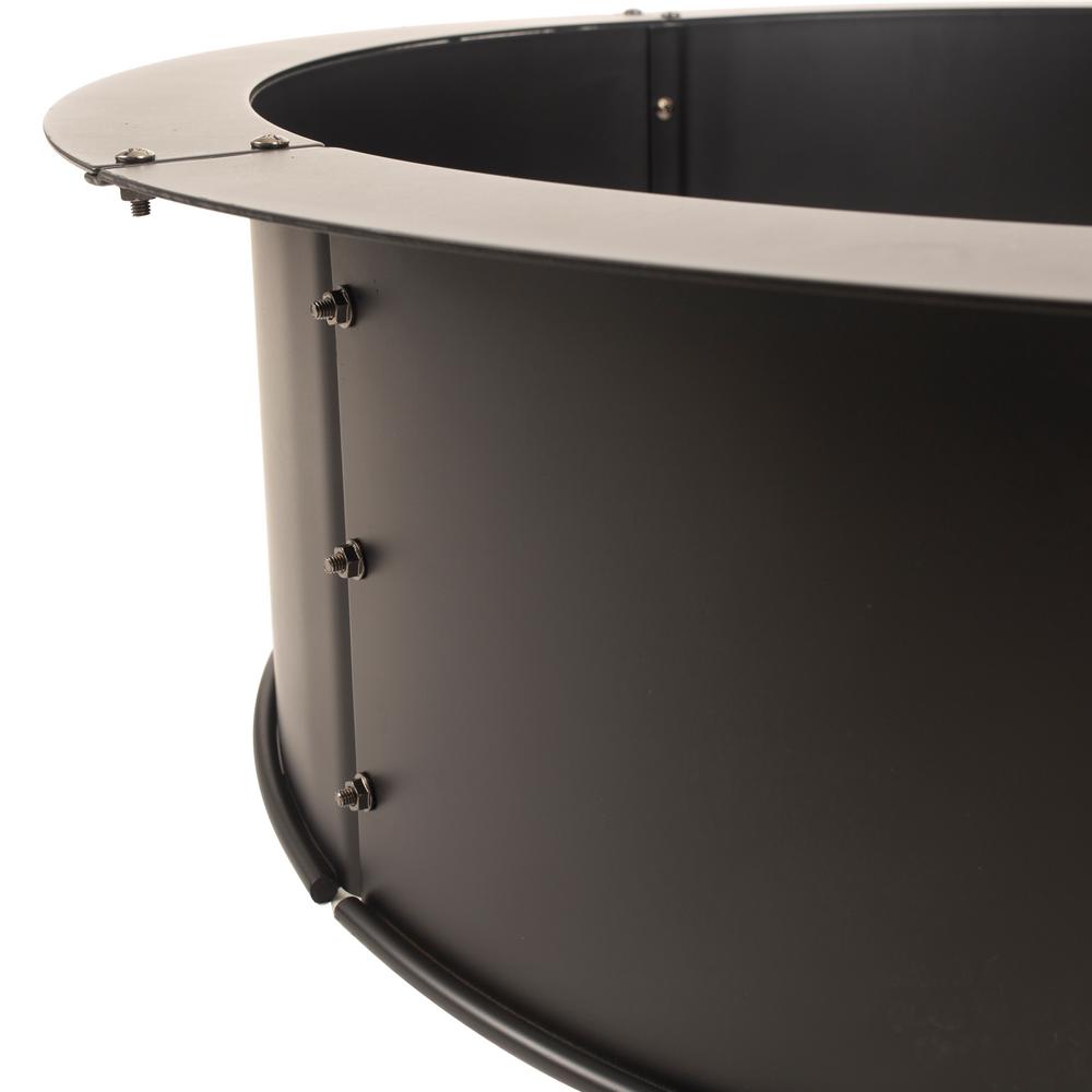 Pleasant Hearth 34 In X 10 In Round Solid Steel Wood Fire Ring In Black Ofw419fr The Home Depot