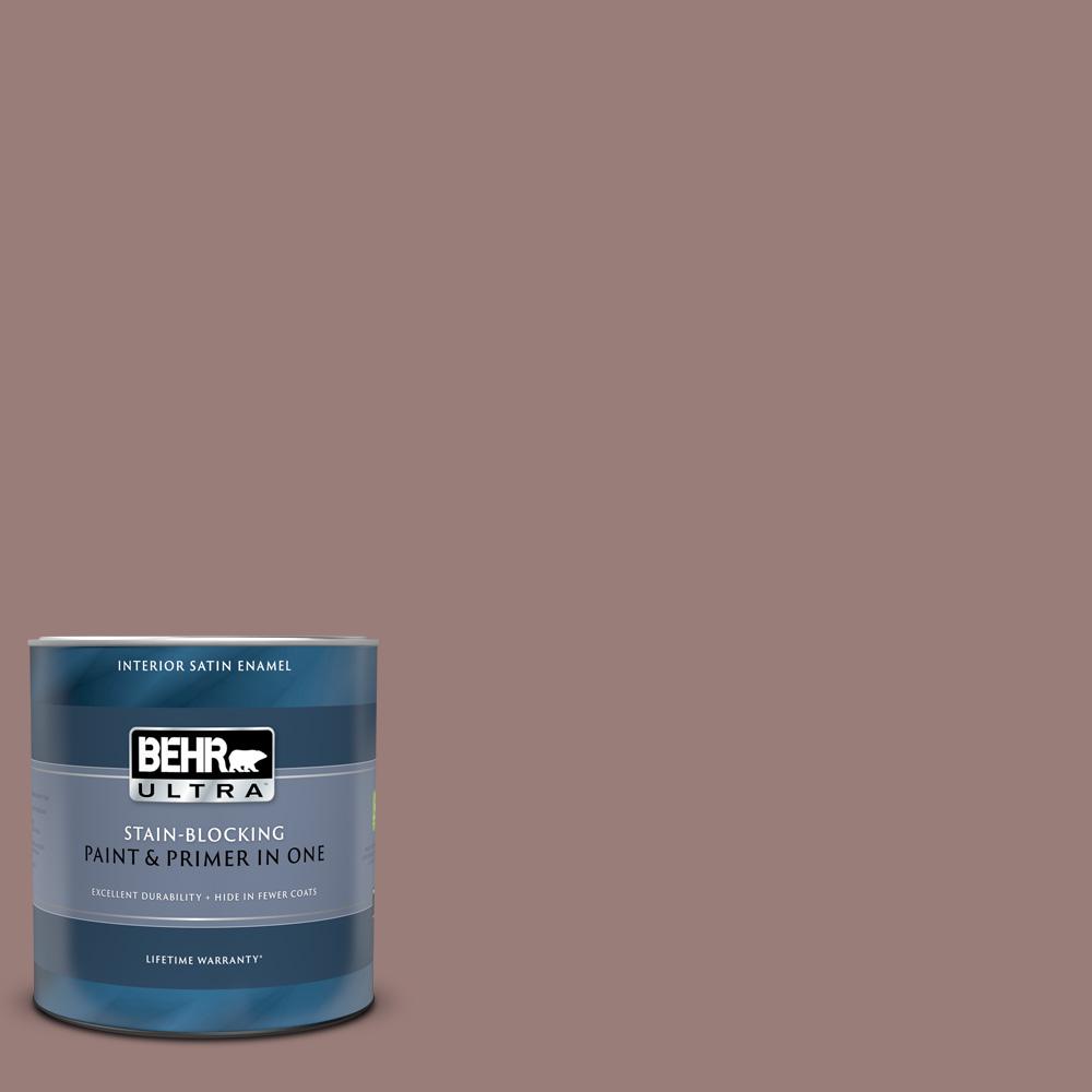 BEHR ULTRA 1 qt. #180F-5 Cougar Satin Enamel Interior Paint and Primer ...