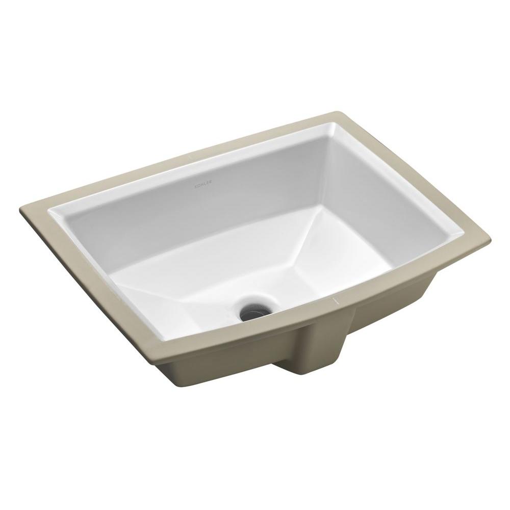 Kohler Archer Vitreous China Undermount Bathroom Sink In White With Overflow Drain