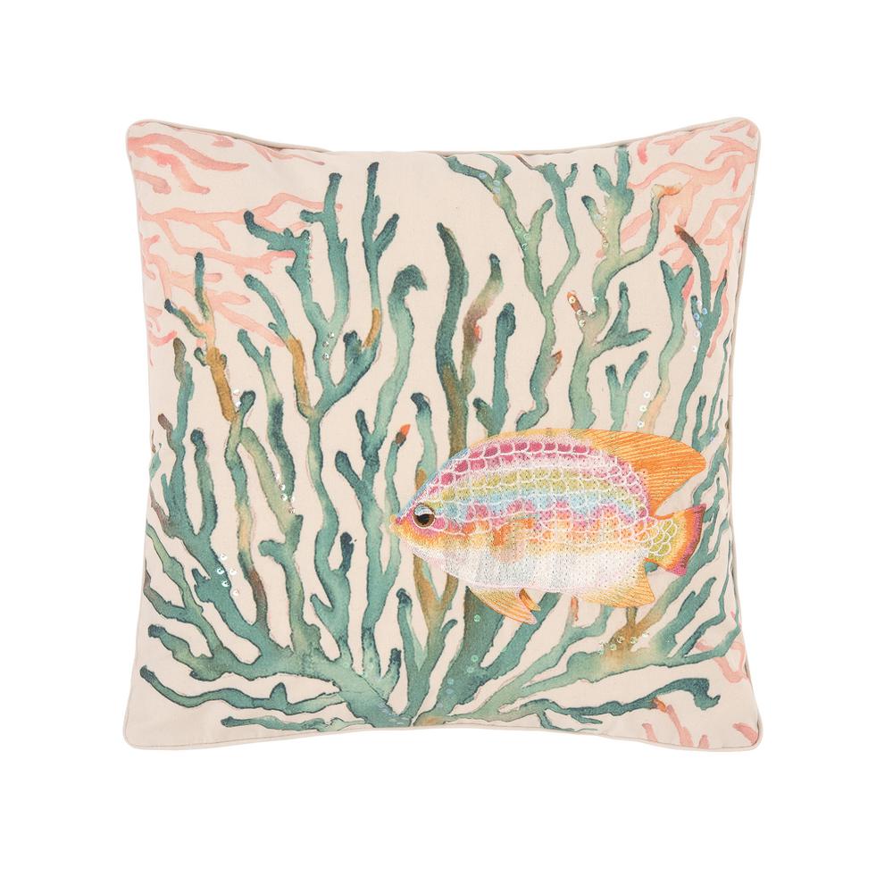 C F Home 18 In X 18 In Oceanaire Coral Pillow 842983025 The