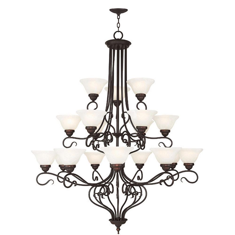 Livex Lighting Coronado 18 Light Bronze Chandelier With White Livex Lighting Coronado 18 Light Bronze Chandelier With White Alabaster Glass Shade