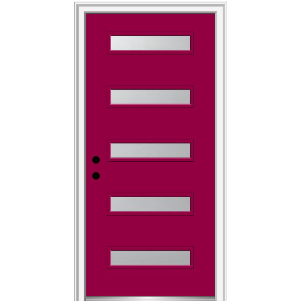 Mmi Door 36 In X 80 In Davina Right Hand Inswing 5 Lite Frosted