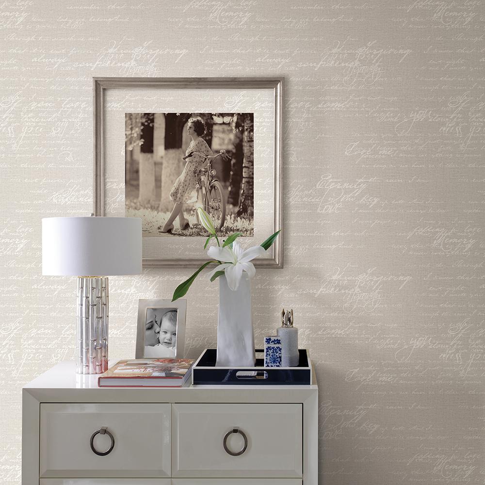 Advantage 56 4 Sq Ft Nouvel Light Grey Script Wallpaper 2773