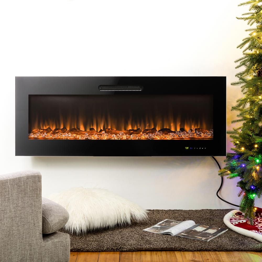 Glitzhome 50 In L Black Recessed Wall Mounted Electric Fireplace With 9 Color Flames Faux Log And Crystal Decorated 2019200003 The Home Depot - 50 Inch Electric Fireplace Home Depot Glitzhome 50 In L Black Recessed Wall Mounted Electric Fireplace With 9 Color Flames Faux Log And Crystal Decorated 2019200003 The Home Depot - 50 Inch Electric Fireplace Home Depot