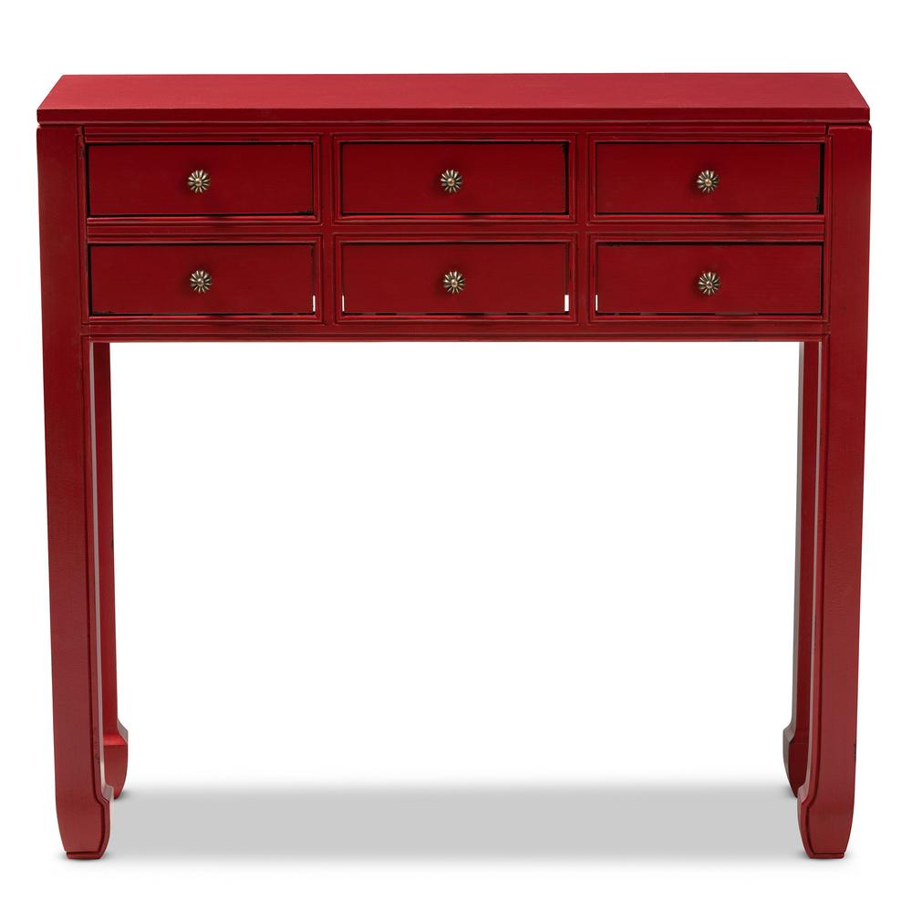 Baxton Studio Pomme Red 6 Drawer Console Table 148 8192 Hd The Baxton Studio Pomme Red 6 Drawer Console Table