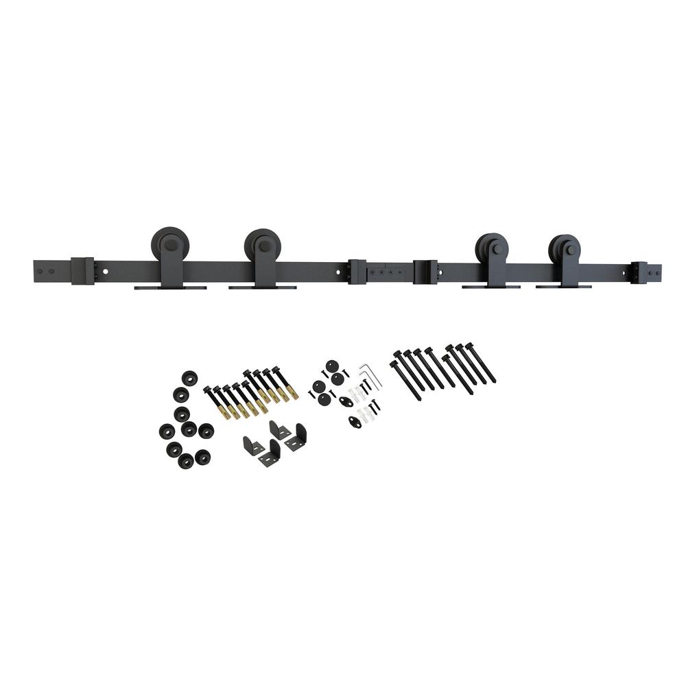 American Pro Decor Black Solid Steel Sliding Rolling Barn Door