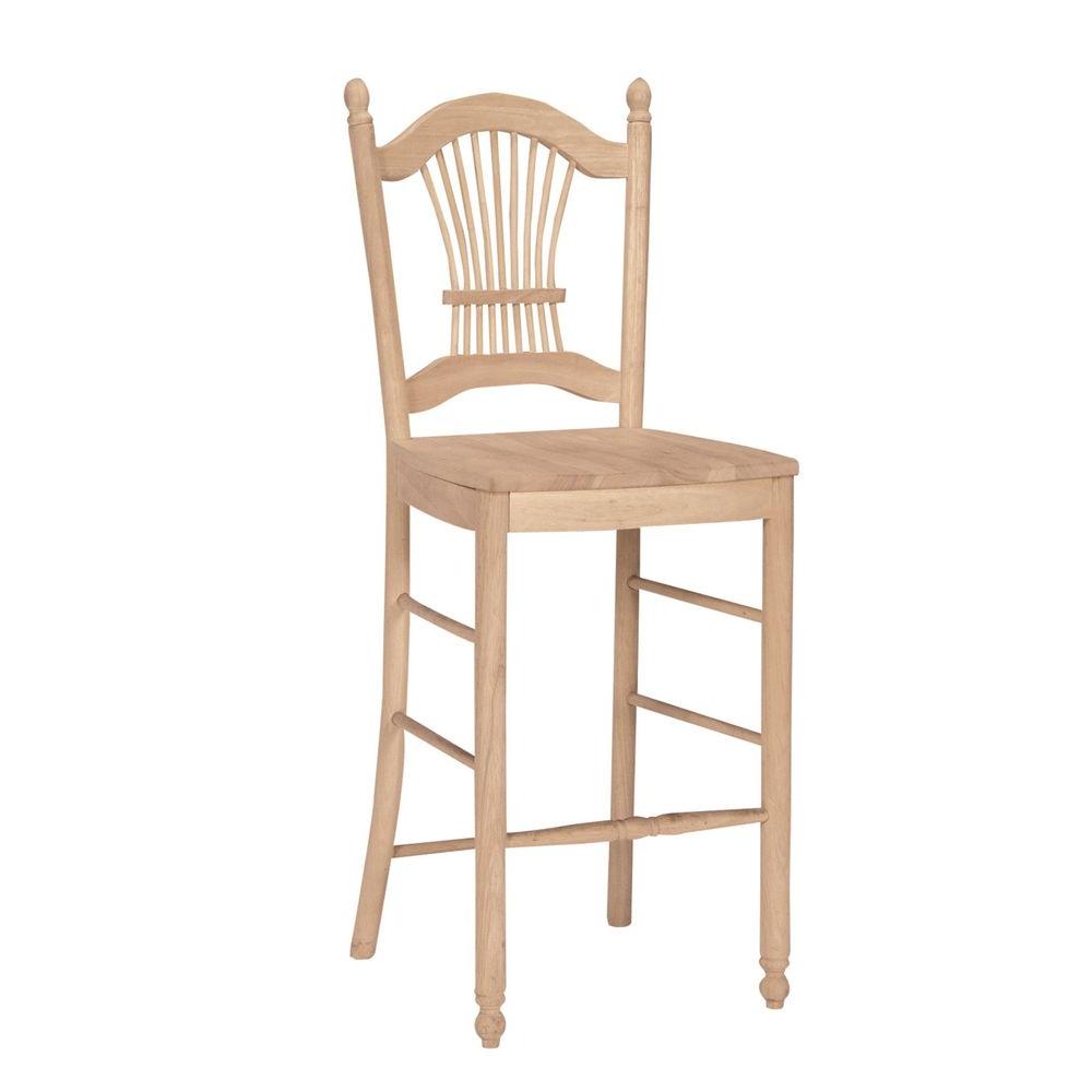 International Concepts 29 inch Unfinished Wood Bar Stool