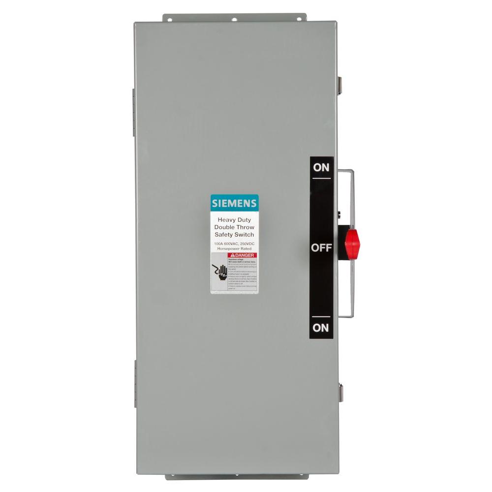 Siemens Double Throw 100 Amp 600Volt 3Pole Type 12 NonFusible Safety SwitchDTNF363J The