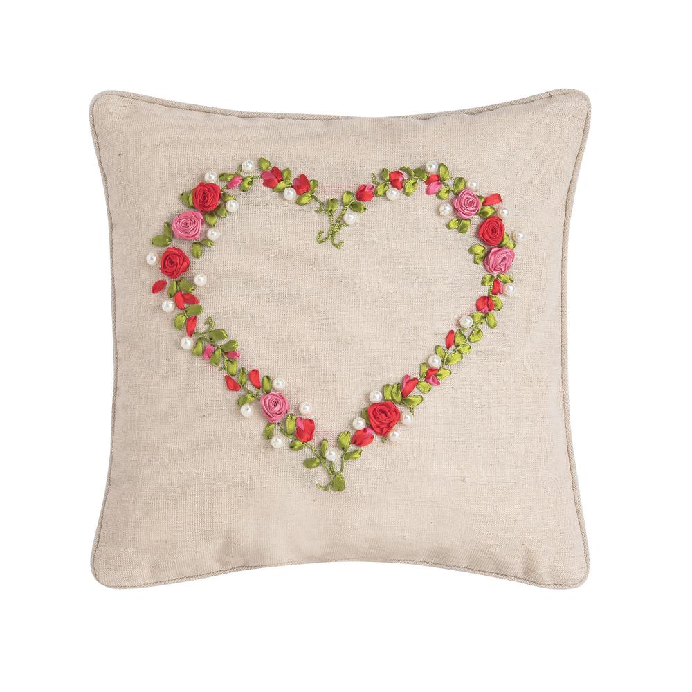 Red Rose Heart Ribbon Art 12 In X Standard Throw Pillow Red Rose Heart Ribbon Art 12 In X Standard Throw Pillow