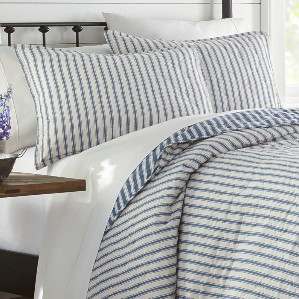Stone Cottage Willow Way Ticking Stripe Navy 3 Piece Cotton Full Queen Quilt Sham Set Ushsa91145592 The Home Depot - Black And Ivory Ticking Bedding Stone Cottage Willow Way Ticking Stripe Navy 3 Piece Cotton Full Queen Quilt Sham Set Ushsa91145592 The Home Depot - Black And Ivory Ticking Bedding