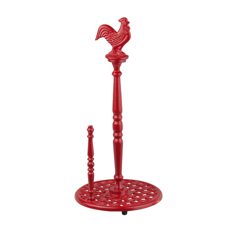 Home Basics Cast Iron Rooster Paper Towel Holder in RedPH44171 The