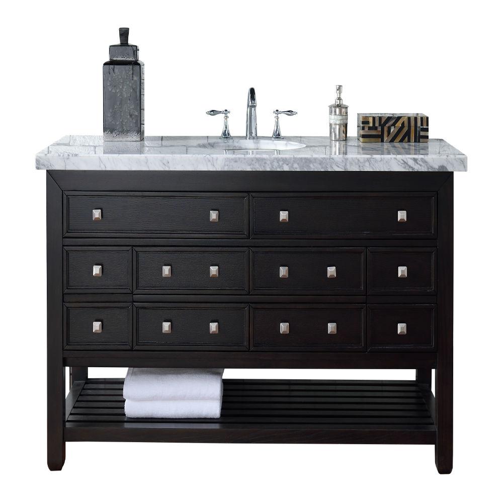 50 58 In James Martin Signature Vanities Single Sink Vancouver 60 In W Single Vanity Espresso Oak With Marble Top Carrara