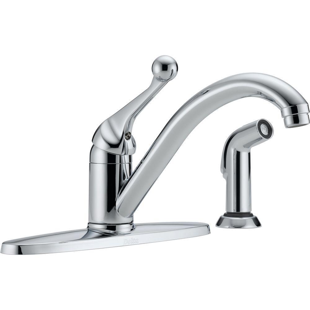 Delta Classic Single Handle Standard Kitchen Faucet With Side Sprayer In Chrome