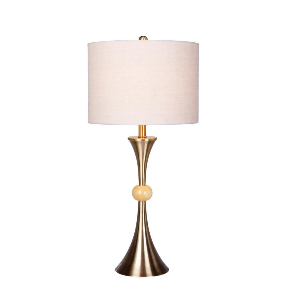 Fangio Lighting 30 5 In Antique Brass And Beige Marble Trumpet Base Antique Brass And Beige Marble Trumpet Base Table Lamp