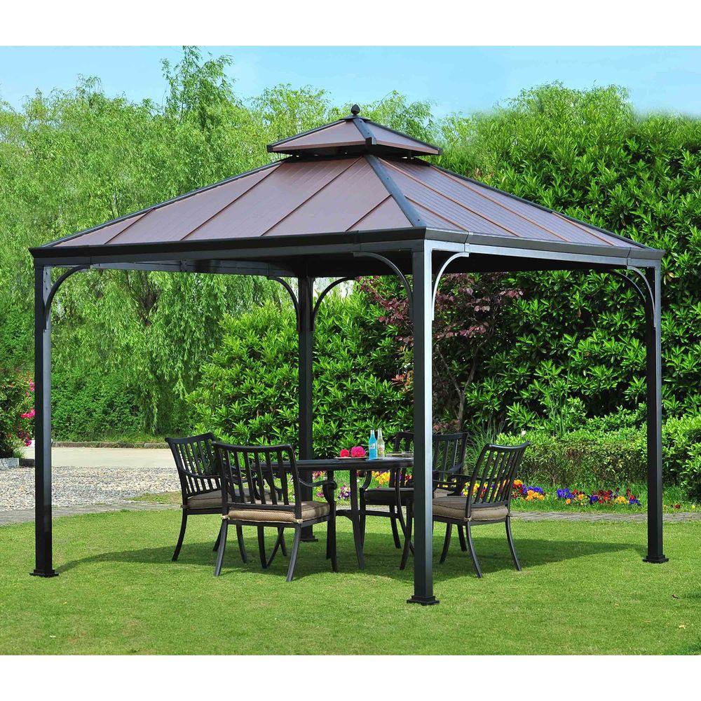 Hampton Bay Harper 10 ft. x 10 ft. Steel Hardtop GazeboLGZ680PSTM The Home Depot